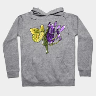 Butterfly and agapanthus Hoodie